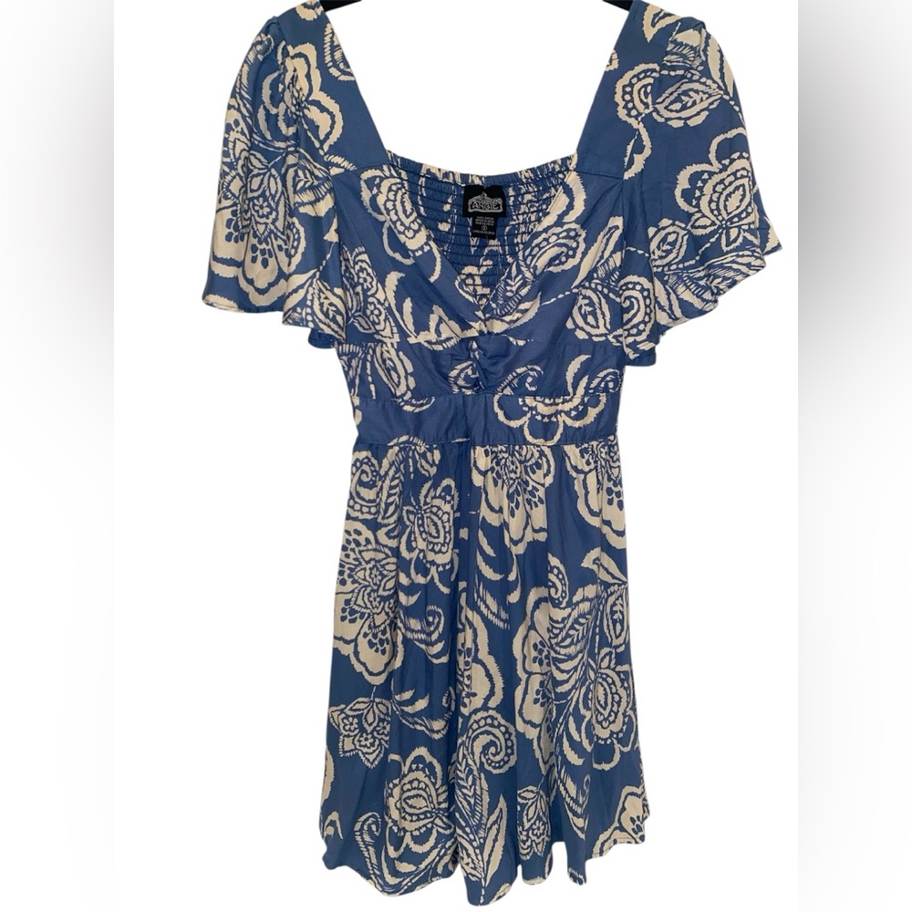 Angie Blue and Cream short sleeve Dress